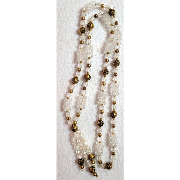 Vtg Art Neoveau Inspired Beaded Fringe Necklace Clip Earrings Bangle Bracelet - Picture 3 of 5